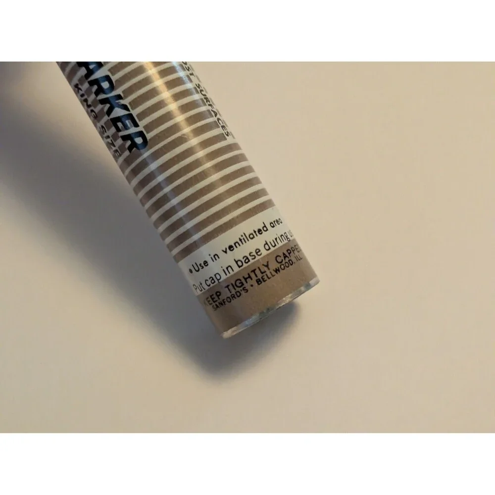 Sanford King Size Permanent Marker Black Works SMELLY Metal Barrel Pen Vintage